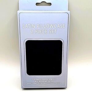 Black Satin Pillowcases, Set of 2, NIB